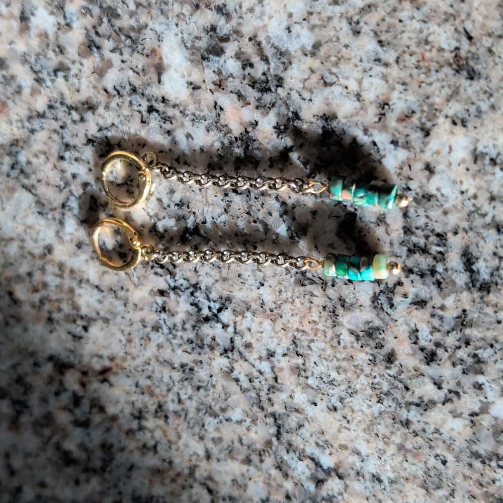 Chic Gold and Green Chain Earrings
